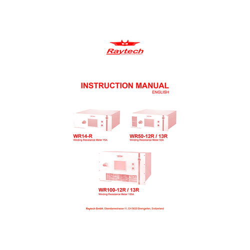 Instruction Manual - WR-14-R/WR-50-R/WR-100-R